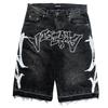 RogueWave Nye Harajuku Bokstav Svarte Jeans Hip Hop Vintage Baggy Shorts Casual Gym Denim Shorts Streetwear