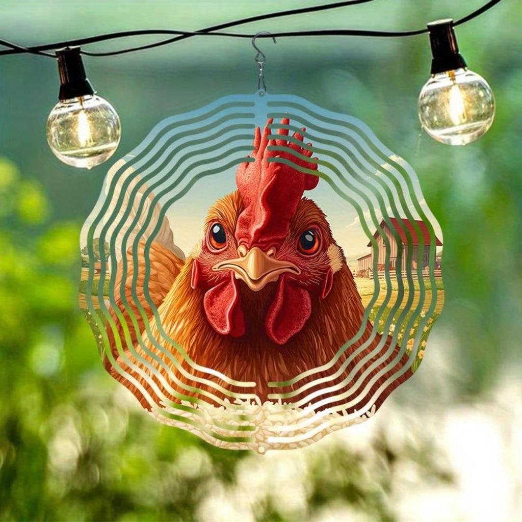 Kaijit - 1pc Sunrise Rooster Pattern 2D Mandala Wind Chime - Rotating Art Decoration for Garden, Patio And Home Decorhere