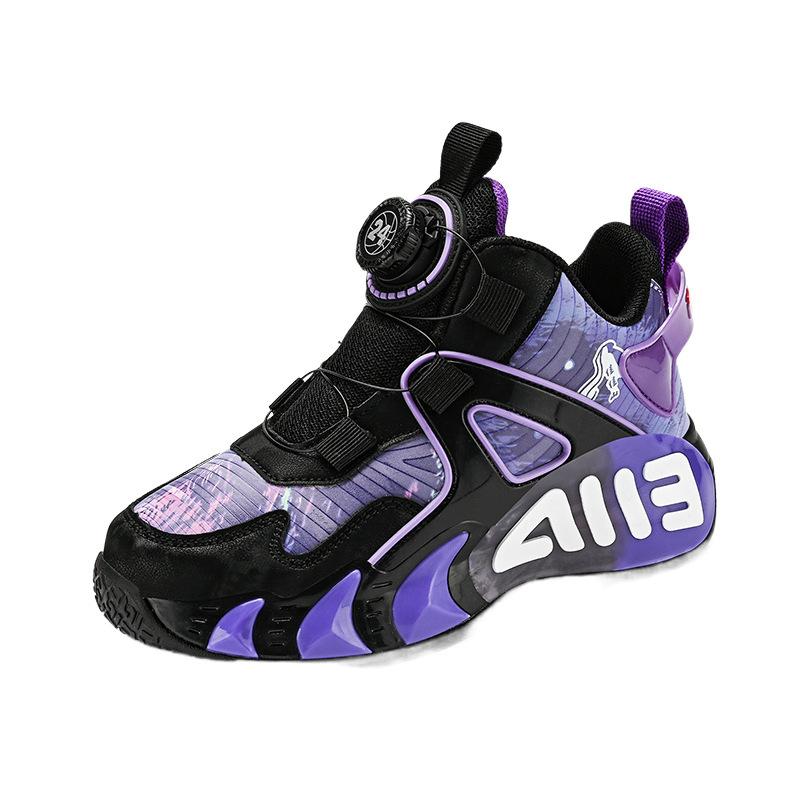 Boys and Girls Sneakers Spring and Autumn Children's Knob Youth Running Basketball Shoes Versatile Trend Boys Leather Basketball Shoes
