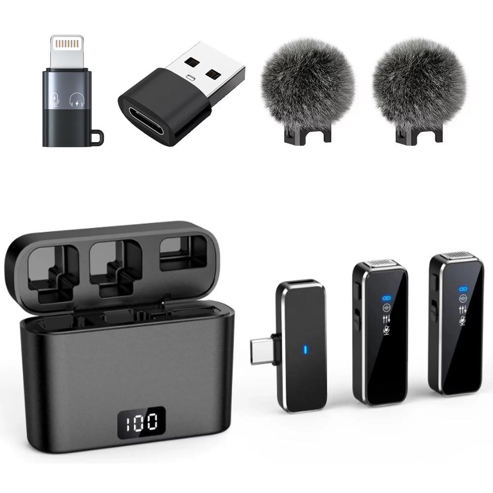 M3 Wireless Collar Clip Dual Microphone with Charging Case and Noise Reduction for Mobile Live Broadcast.