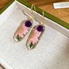 New Trendy Multicolor Clear Resin Geometrical Real Dye Flowers Drop Earrings for Women Real Gold Plated Copper Jewelry