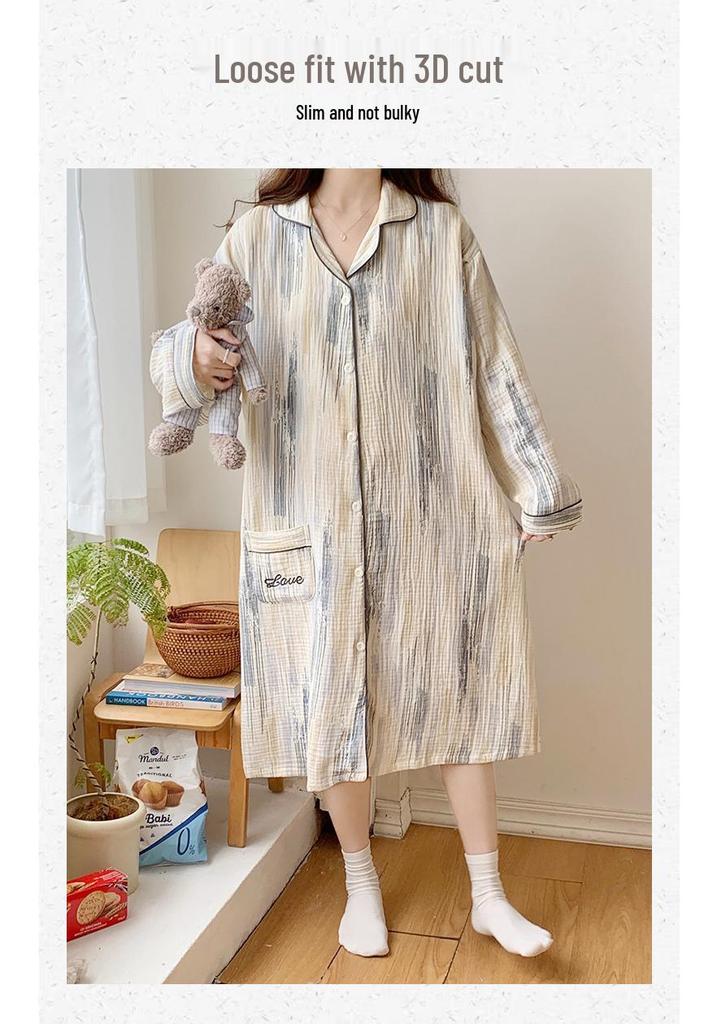 Frühling-Herbst Baumwolle Schwangerschaft Still Nachthemd Kleid für Schwangere Frauen