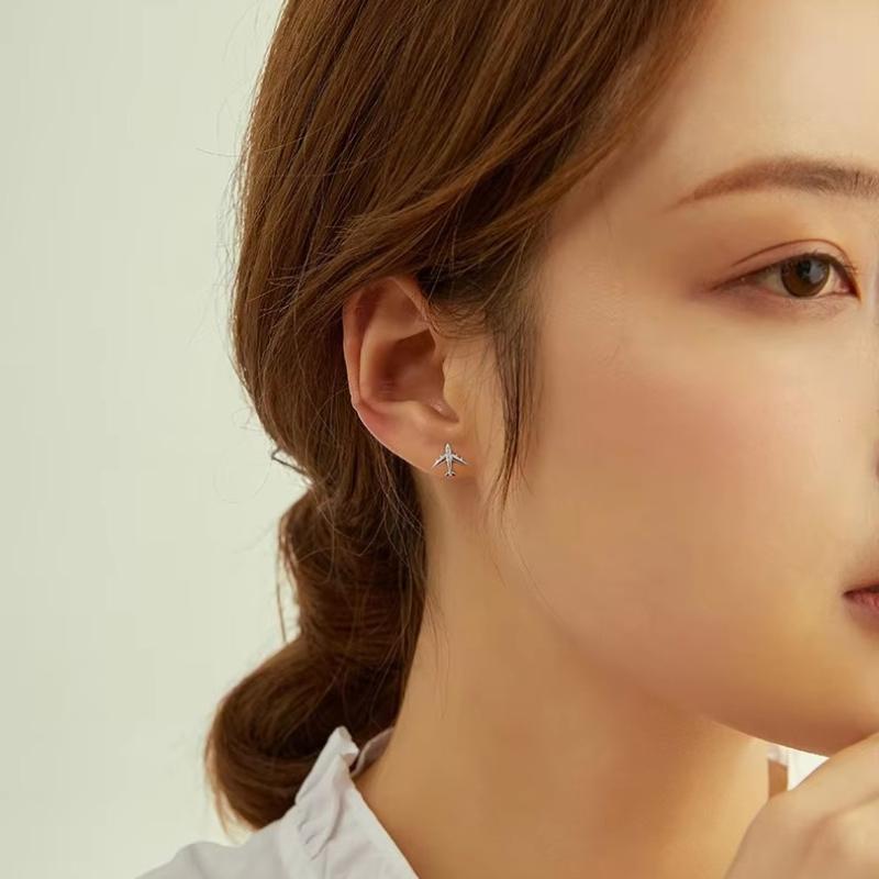 925 Silver Plane Earrings Women Simple Wedding Jewelry Accessories