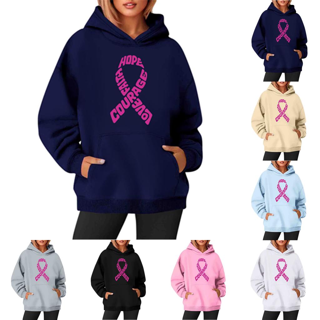 Damen Langarm Kapuzenpullover mit Druck