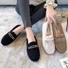 Luxuriöse mit Schaffell gefütterte Loafer Damen Lammwollschuhe Damen Winter Slipper Fellige Flats Baumwolle Wolle Mocasine Femme Barfußstiefel