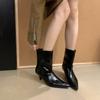 Atmosphere autumn! Plain face versatile sleeve short boots women's 2025 new foreign style versatile wide tube stiletto knight boots