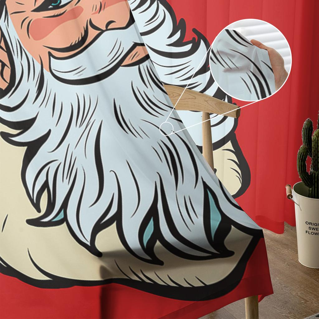 Jultomten Röda Fönster Tyll Gardiner för Vardagsrum Kök Jul Heminredning Skira Voile Gardiner