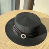 New French Seaside Straw Hat Women's Summer Flat-top Sun Hat Sun Protection Beach Hat UV Protection Top Hat