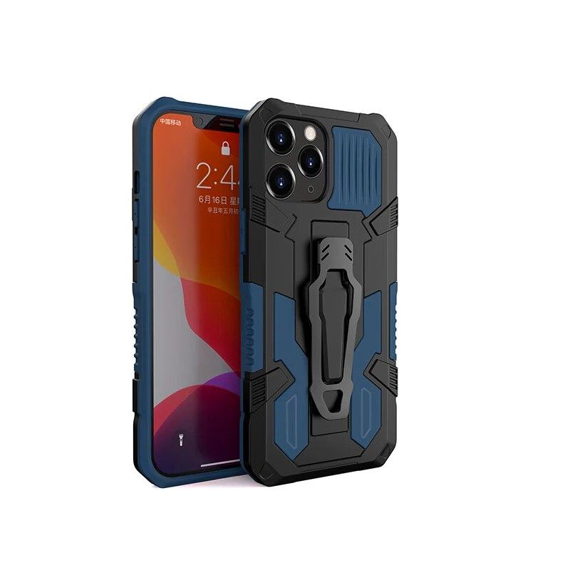 Military Mecha Back Clip Holder Phone Case for IPhone 15 14 13 Pro Max 7 6 15 Pro 14 Plus 11 Pro Max 12 XR 8 Plus Shockproof Magnetic Cover