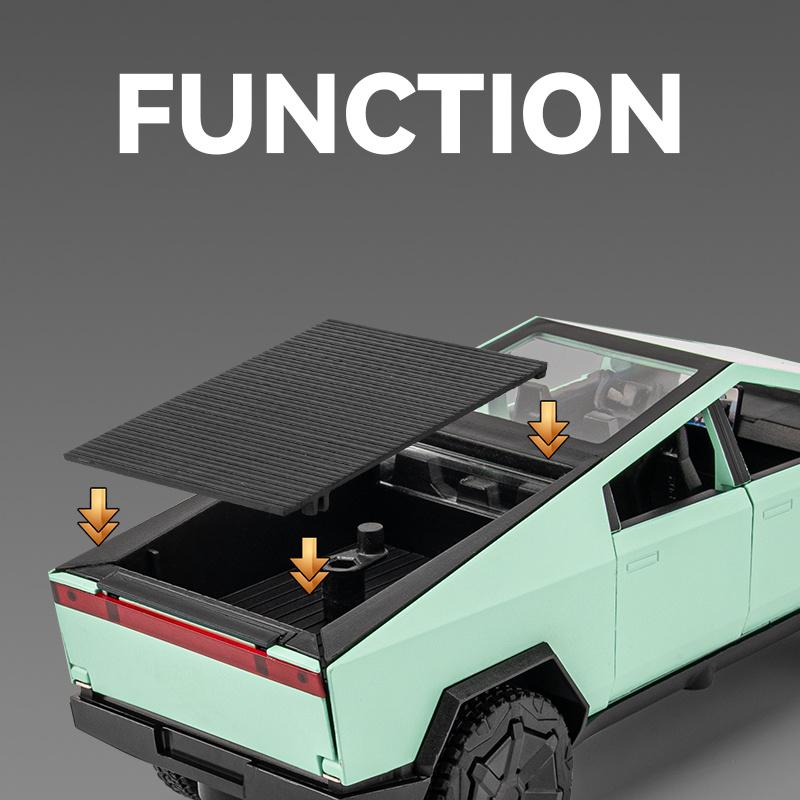 1/32 Scale Tesla Cyber Toys Off Road SUV Alloy Metal Diecast Model RV Sound Light Hobby Collection Display Decoration Boutique Gift with Boy