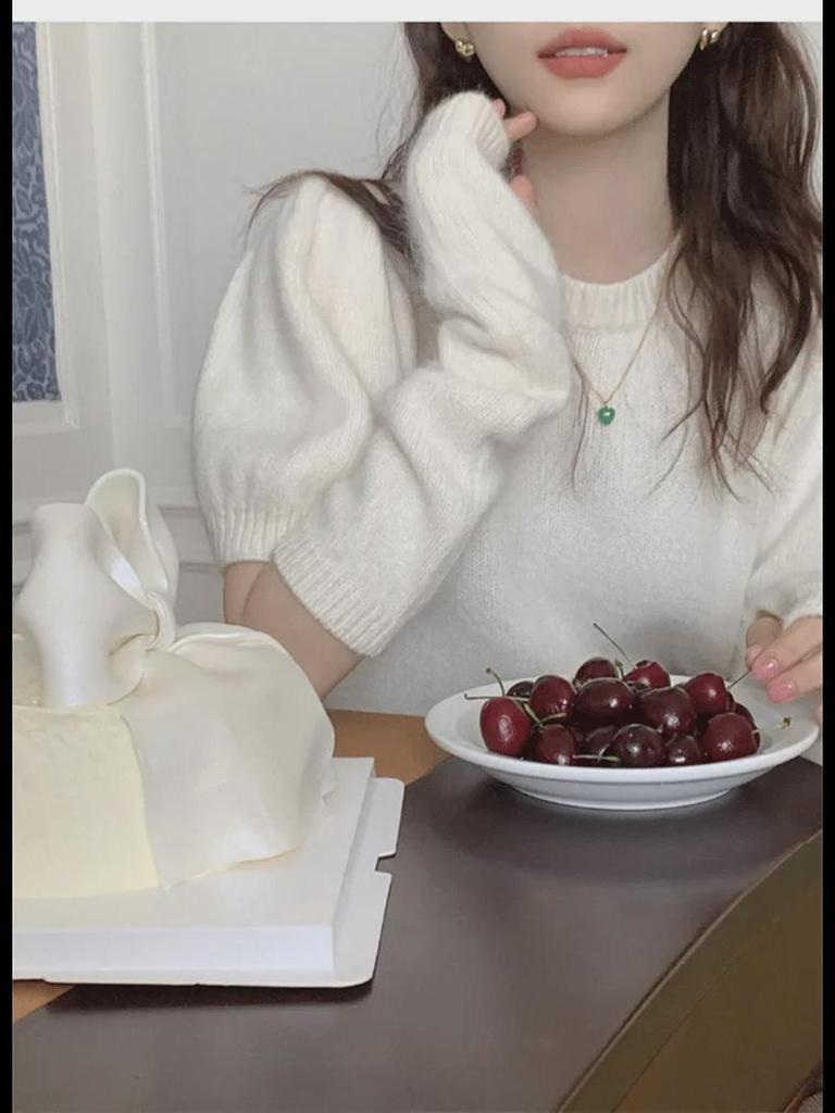 Korean Puff Sleeve Sweater for Women - New Design, Versatile for Autumn, Winter, and Spring