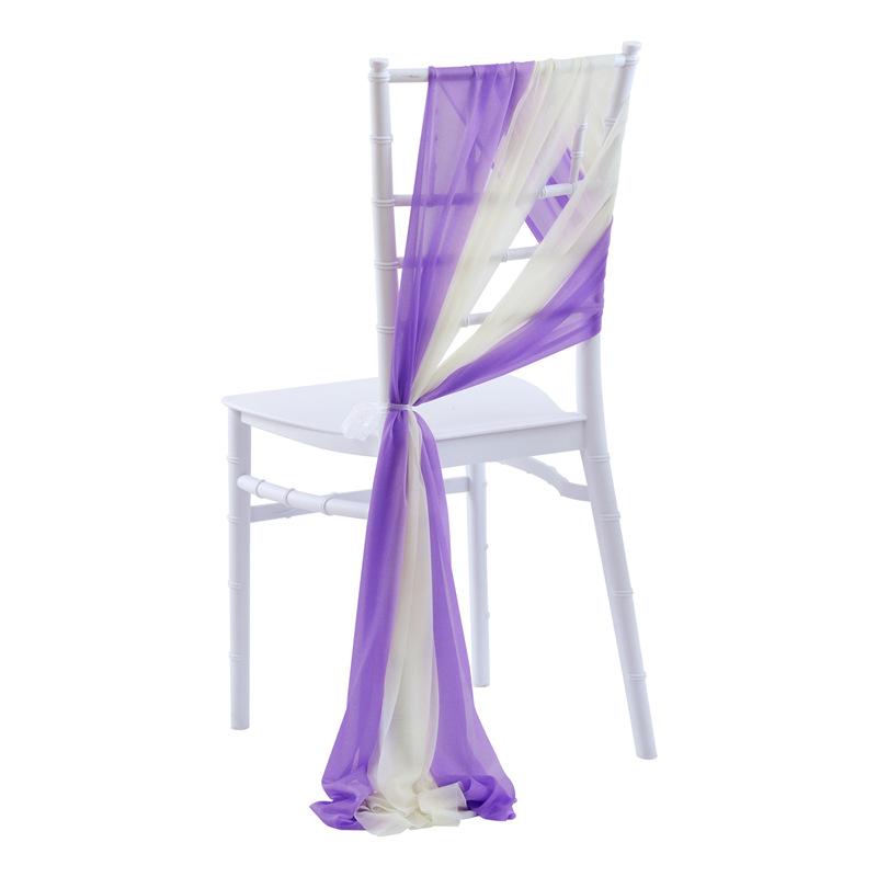 2pcs Chiffon Chair Sashes Wedding Chair Decoration 20x250cm for Wedding Aisle Party Banquet Event Baby Shower