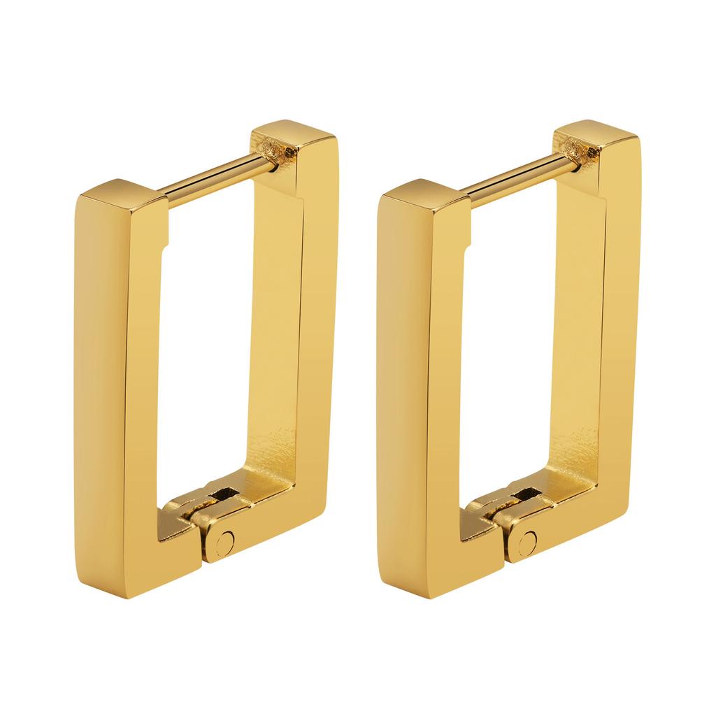 New Stainless Steel Gold Color Geometric Square Hoop Earrings for Women, Minimalist Chic Metal Ear Clip Gifts Trendy Jewelry
