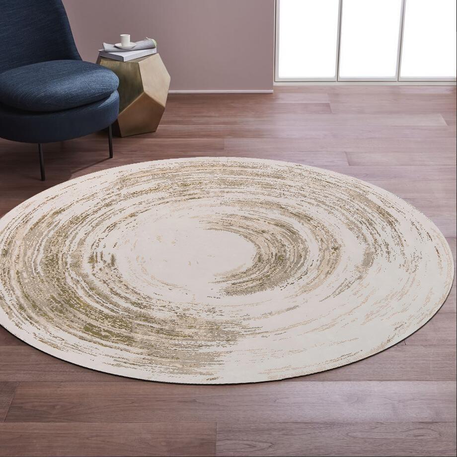 Multistyle Patterned Round Area Rug Artistic Geometric Line Circular Print Carpet Soft Floor Mat For Living Room Home Decor