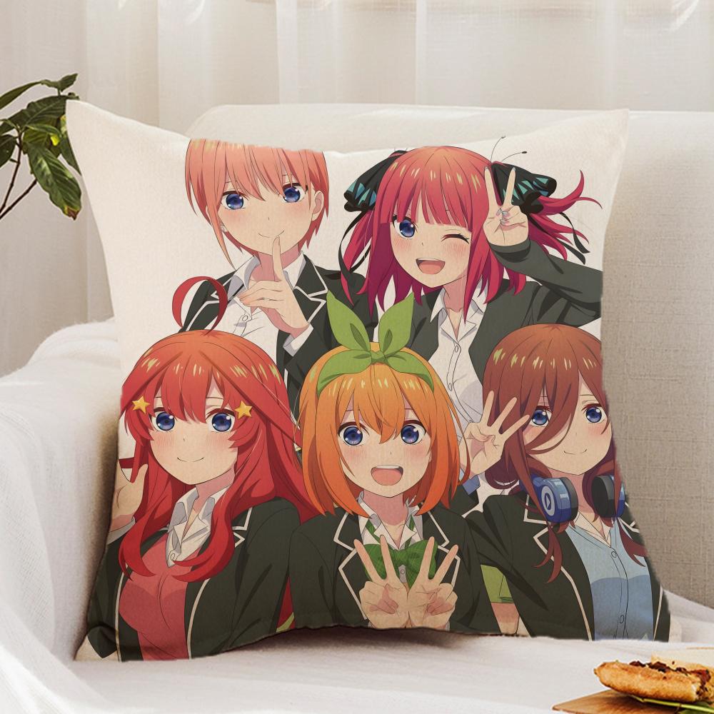Cute The Q-Quintessential Q-Quintuplets Cushion Cover Premium Comfort Reversible Pillow Cover - Dual - Use Design for Home & Car