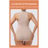 Round-neck, sleeveless, outerwear-friendly, button-down, form-fitting bodysuit with a tummy-tucking design and a thong-style shapewear