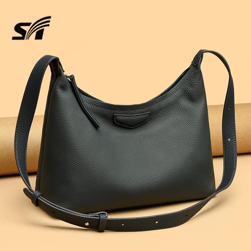 New high-end large-capacity messenger tote bag first-layer cowhide women's bag light luxury fashion simple and versatile shoulder bag