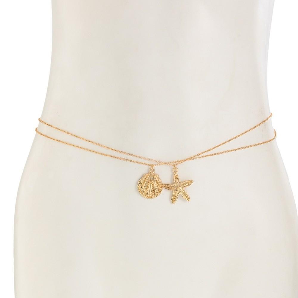 2 Pcs/ Set Pendant Bikini Belly Chain Metal Body Chain Jewelry Gift Starfish Waist Chain  Beach