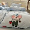 Cartoon Cotton Towel Embroidered Comforter Set Machine Washable Bed Linen Bedding Spring New Soft Breathable Fitted Sheet