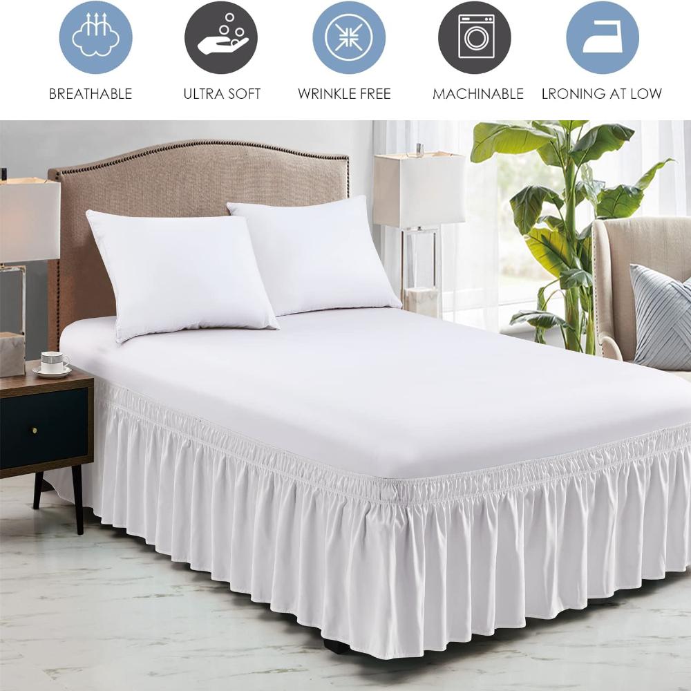Bed Skirt Elastic Wrap Around Wrinkle Fade & Shrink Resistant Bed Skirt Bed Skirts for Adjustable Bed Easy Fit Dust Ruffle