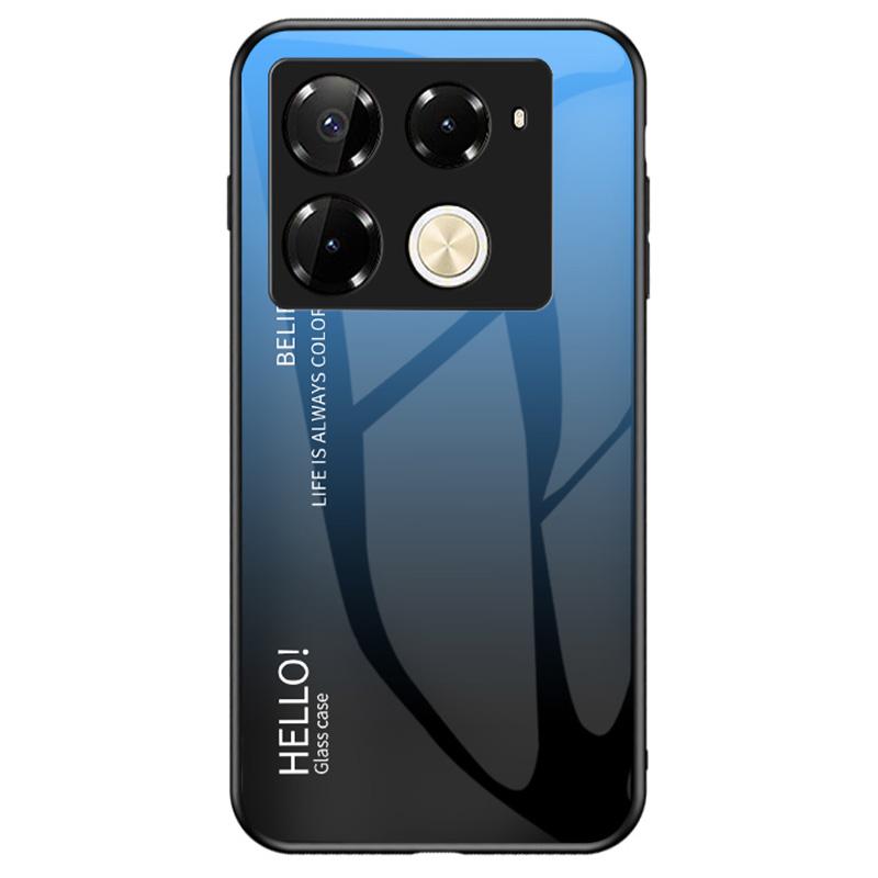 

For Infinix Note 40 Pro 4G Case Tempered Glass Anti-Scratch Phone Cover Gradient Blue Black