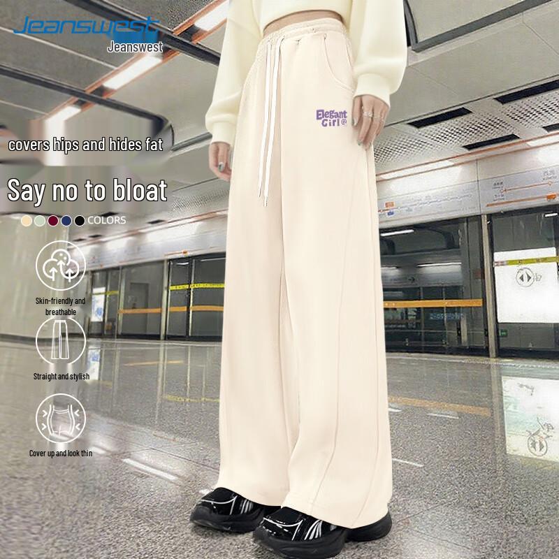 JEANSWEST Women's High-Waisted Relaxed Fit Casual Pants