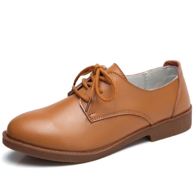 Black Small Shoes For Women British Moccasins For Women Autumn Deep Single Shoes Lace-up Commuter