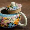 210ml Traditional Ru Kiln Ceramic Teapot Handmade Flowers Pattern Xishi Tea Pot Ball Hole Filter Kettle Portable Chinese Tea Set