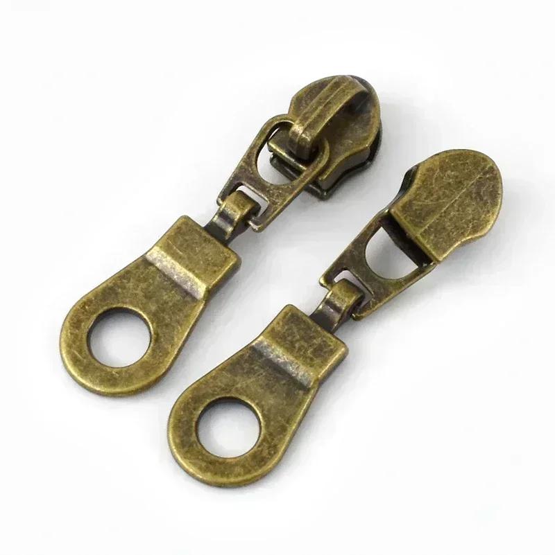 Meetee 5-20 Szt. 5# Suwak do Zamka Błyskawicznego na Zamki Nylonowe Stop Cynku Główka Zamka Dekoracja Brązowy Ciągnik Zamka Błyskawicznego Akcesoria do Szycia Kurtki Płaszcza