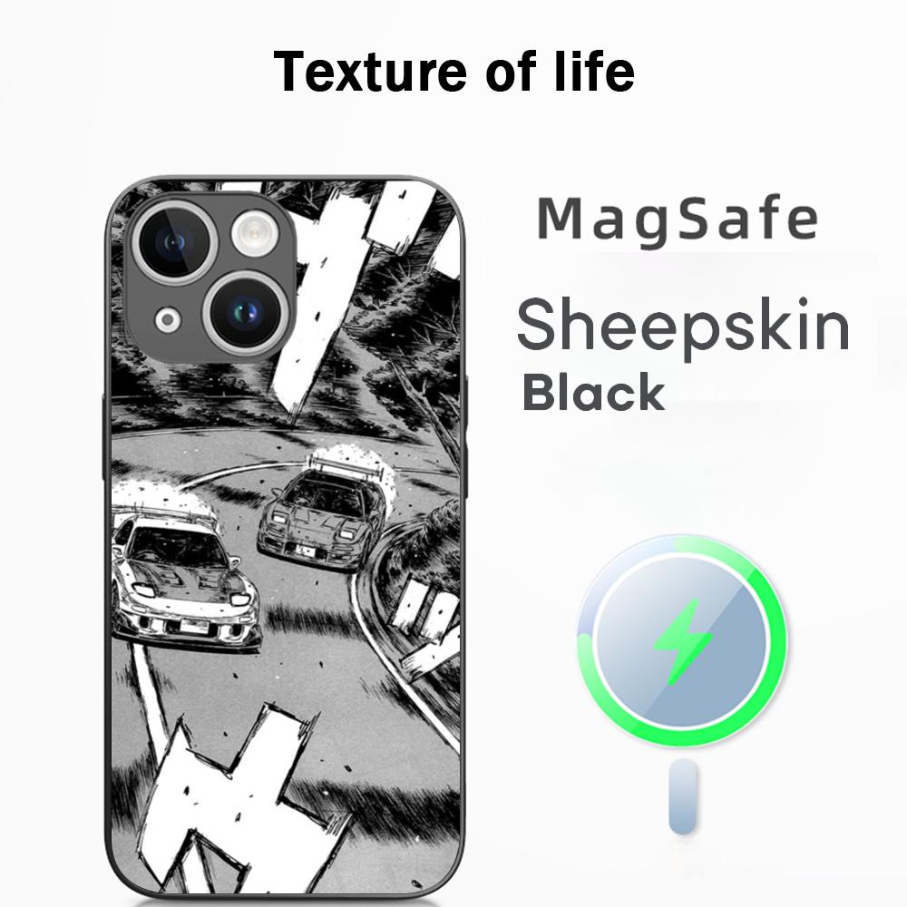 

Initial D Super cool racing pattern Phone Case For iPhone 16 15 14 13 12 11 Plus Pro Max High-end Luxury Magsafe Sheepskin iPhone 15 Plus