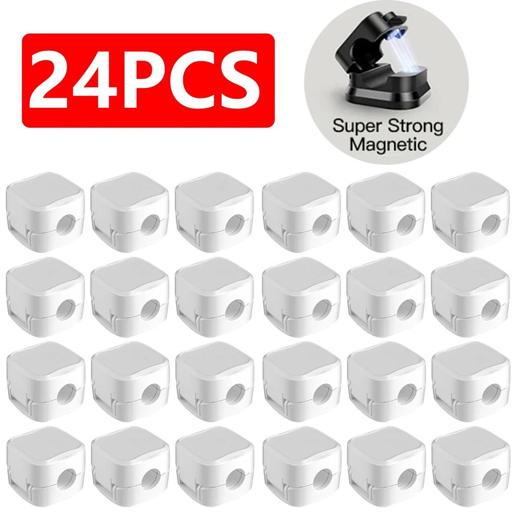24PCS Magnetic Cable Organiser Clips Cable Management Wire Manager Cord Holder Charging Cable Winder Wall Mounted Hook