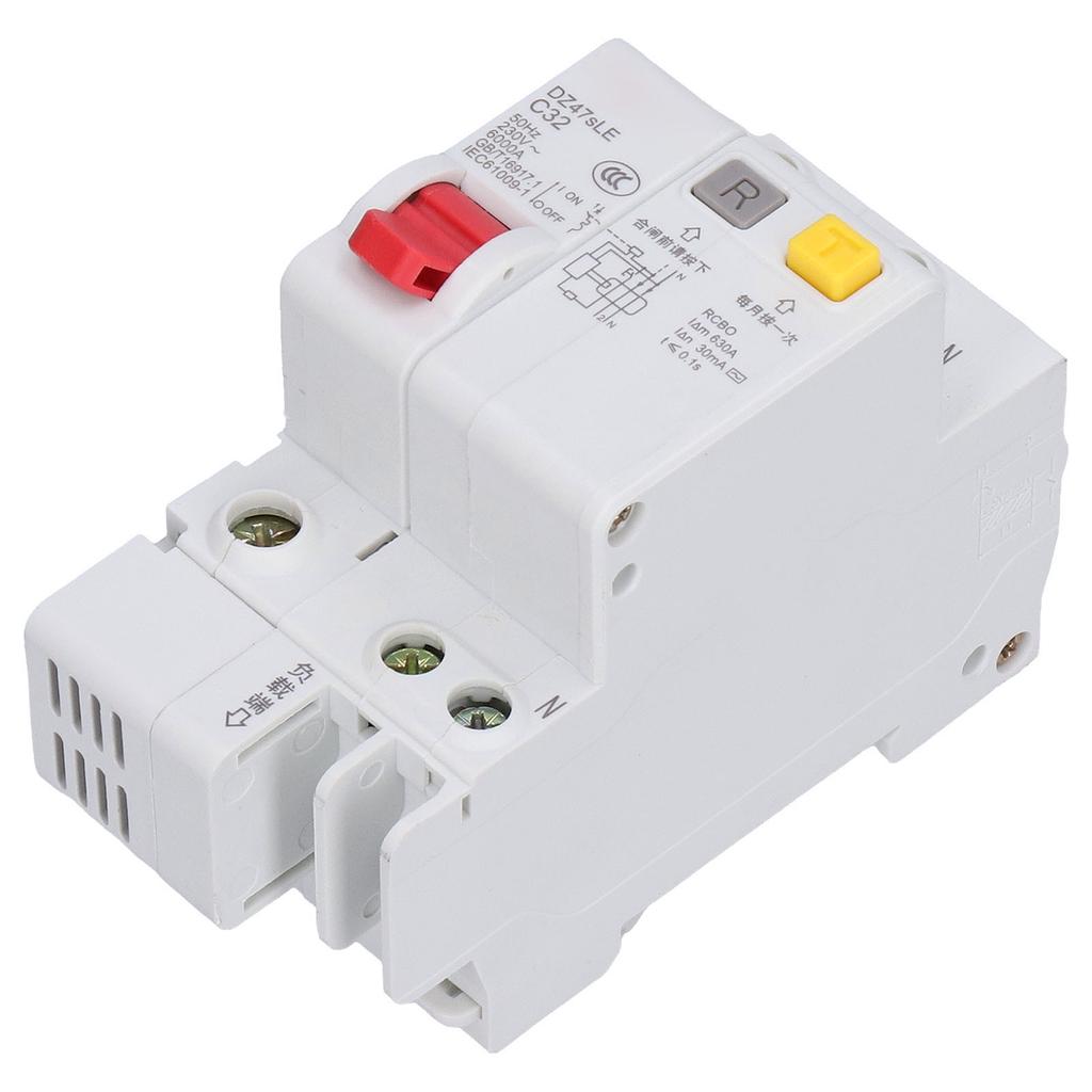 Miniature Circuit Breaker Residual Current Isolator DIN Rail Mount 230V 32A 1P+N DZ47sLE C32
