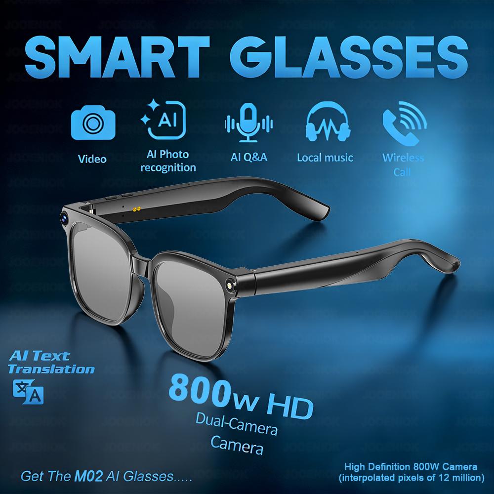 New Smart AI Glasses Men 8K HD AI Translation Chat GPT 800MP Camera BT Call Music Control 360mAh Charging Sunglasses Women