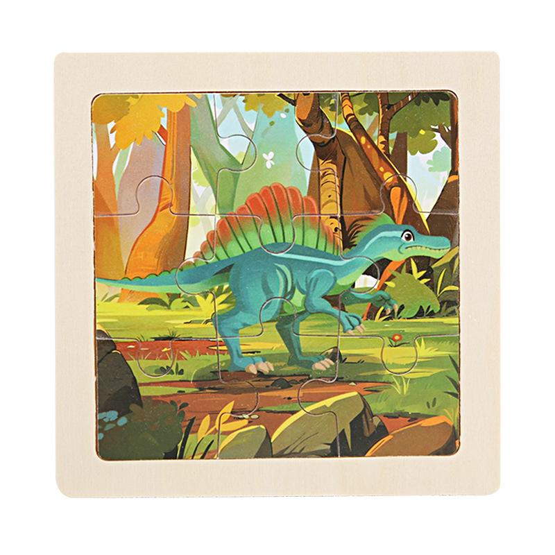 9-Piece Wooden Cartoon Animal Transport Jigsaw Toy for Early Education