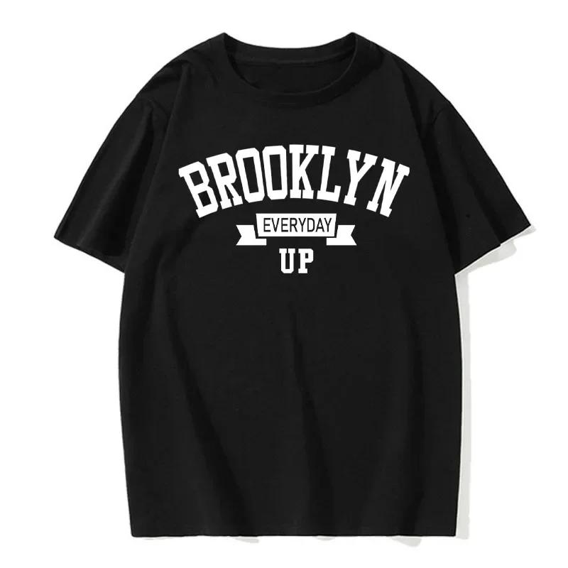 Summer Men's Cotton T-Shirt Brooklyn Print Top T-Shirt Men's Fashion Letter Vest Short Sleeve Clothing Harajuku Street Wear