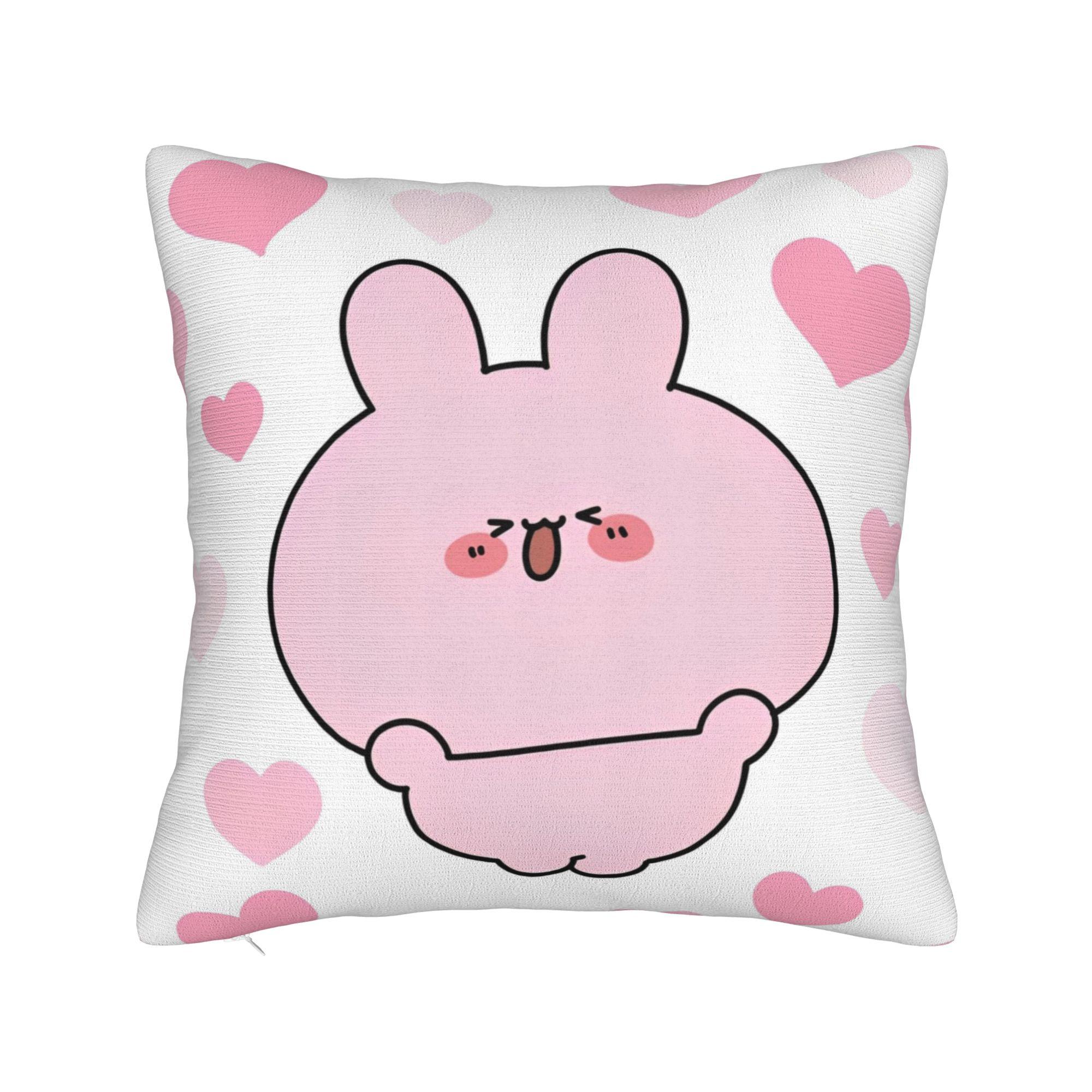 

Asamimichaan Asleep Cartoon Square Pillowcases Sofa Kawaii Asamimi Cushion Case Funny Home Decoration Throw Pillow Case 40x40cm 16x16in