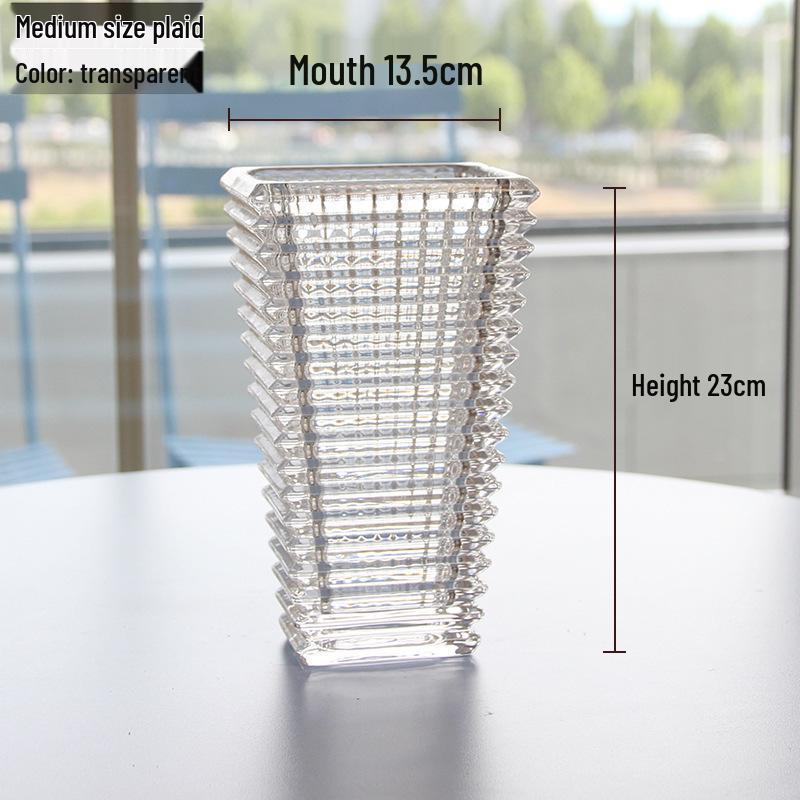 Modern Transparent Glass Vase Ornament for Floral Arrangements in Living or Dining Room Medium Square (Transparent) прозрачный