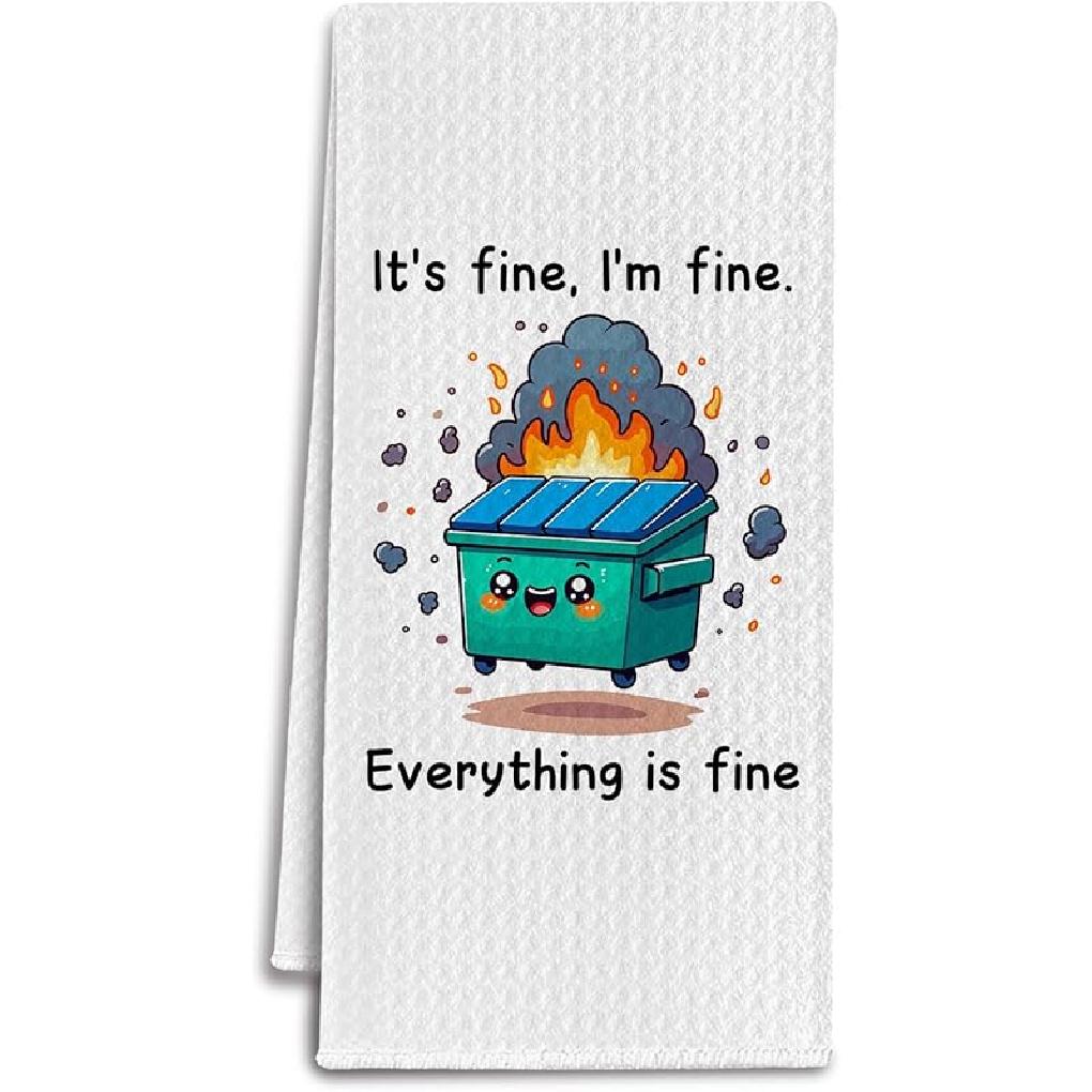 Dumpster Funny Fire Kitchen Towels, This Little Light of Mine I m Gonna Let It Shine Dish Tea Hand Towels for Bathroom Kitchen Decor, 16x24 Inch Casual