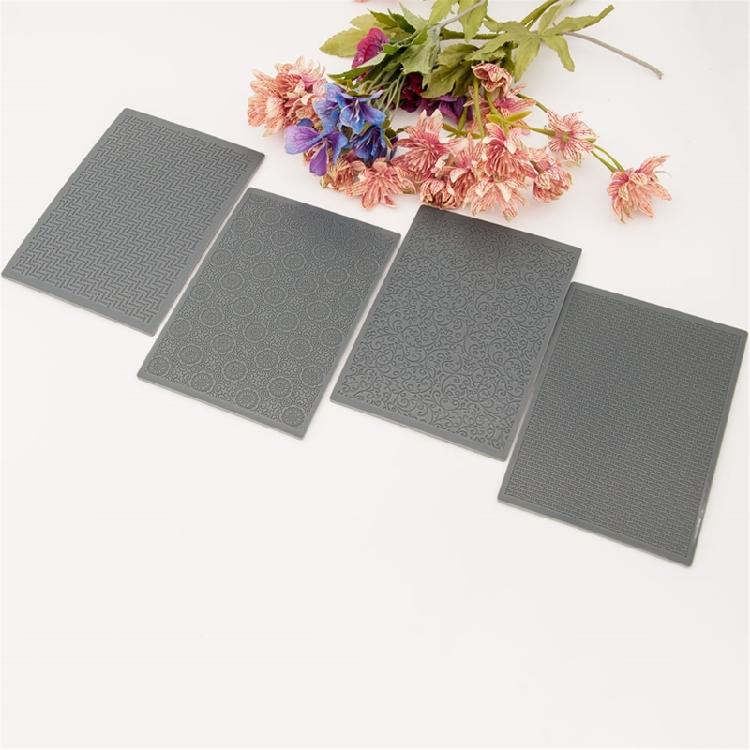 4 Stück Tonstrukturmatte zur Herstellung von Ohrringen Schmuck, Tonohrringe Prägewerkzeug 3D Strukturierte Prägeblätter