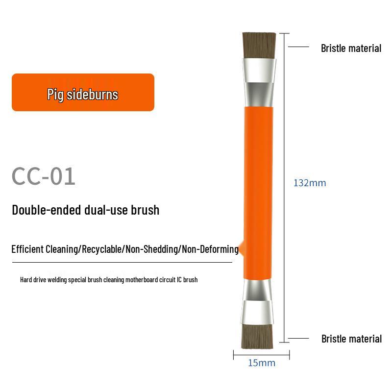 B&R Çift Başlıklı Antistatik Temizleme Fırçası, Anakartlar ve Entegre Devreler İçin Sert Kıl ve Çelik Tel ile.
