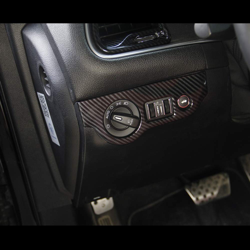 Carbon Fiber Headlight Switch Button Panel Sticker Trim Cover for Dodge Challenger 2015+