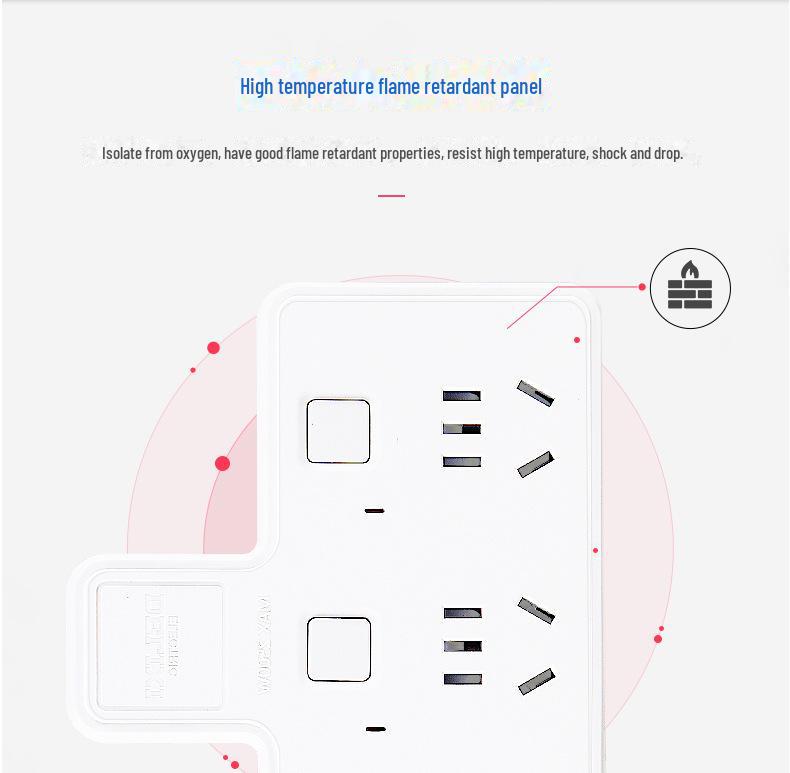 Delixi Multi-Function Socket Strip: One-to-Two Plug, Wire-Free, Multi-Hole Panel Expansion Converter.