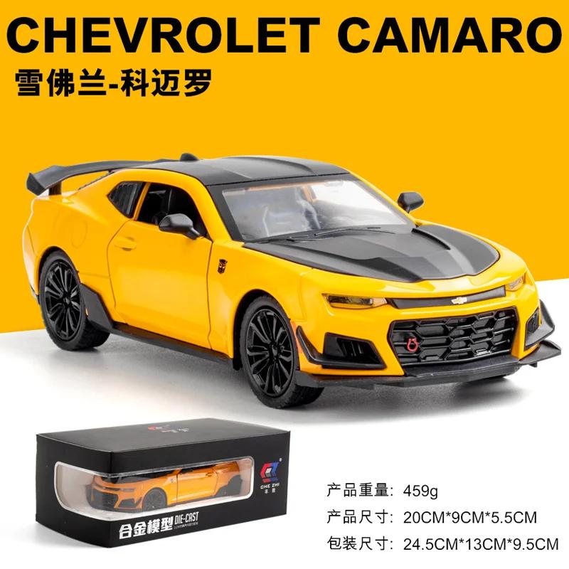 1:24 Chevrolet Camaro Alloy Diecast Model Toy Car Sound And Light Pull Back Metal Car Simulation Collection Gifts Toys Boy