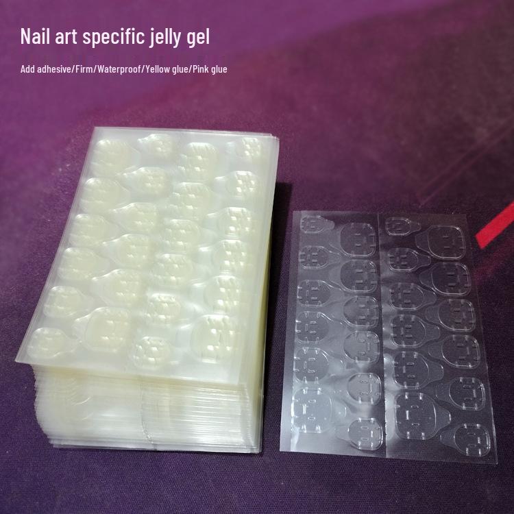 24-Piece Waterproof Yellow Nail Art Set with Strong Viscosity Jelly Glue & Double-Sided Adhesive Stickers