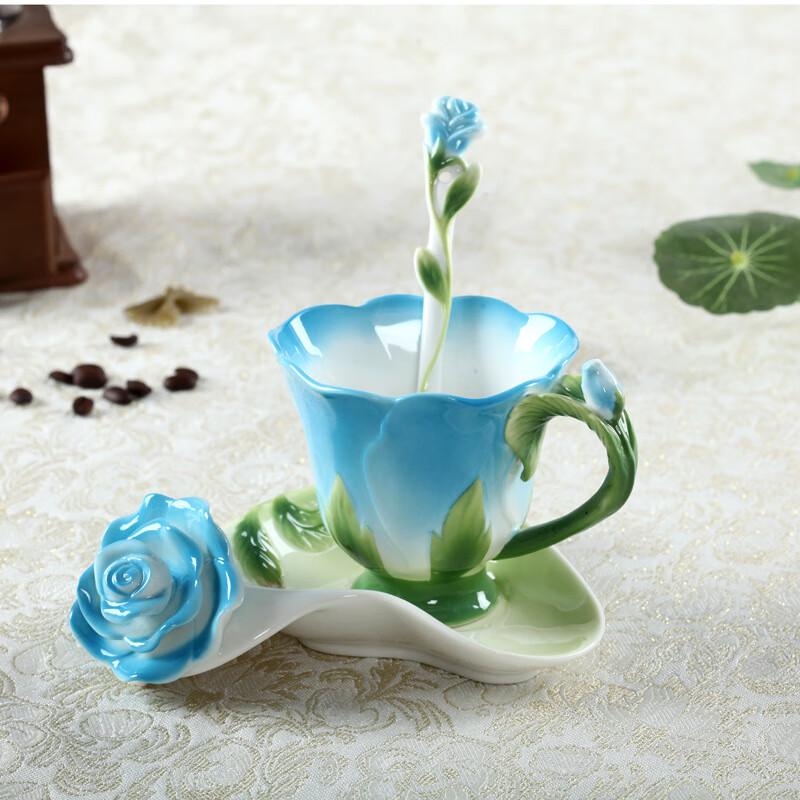 Creative Personalized Enamel Rose Ceramic Coffee Cup