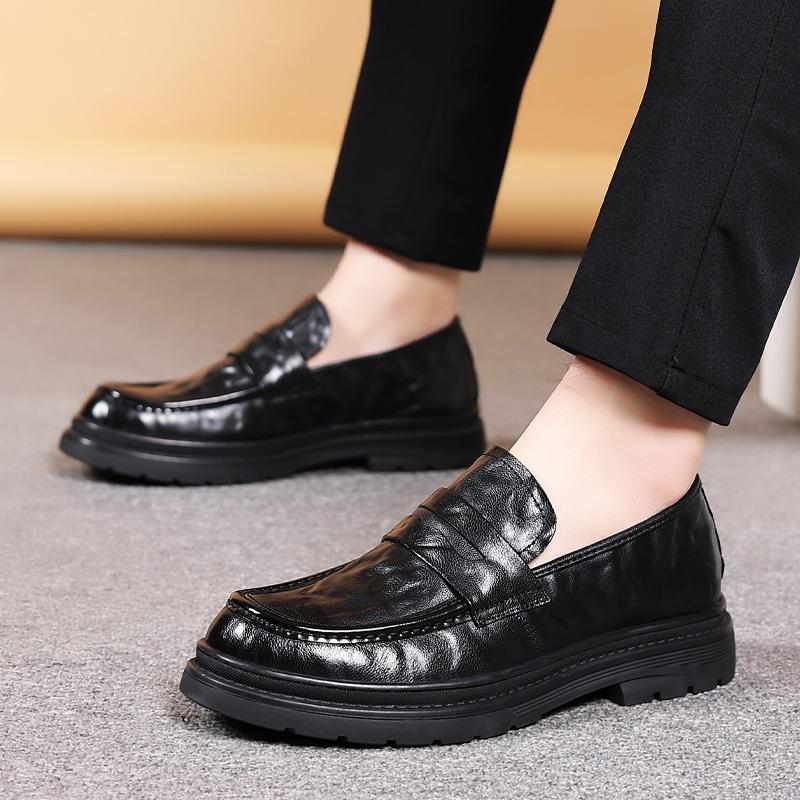 Spring First Layer Sheepskin Men's Business Casual Big Head Leather Shoes Genuine Leather Formal Men's Shoes Single Shoes Soft