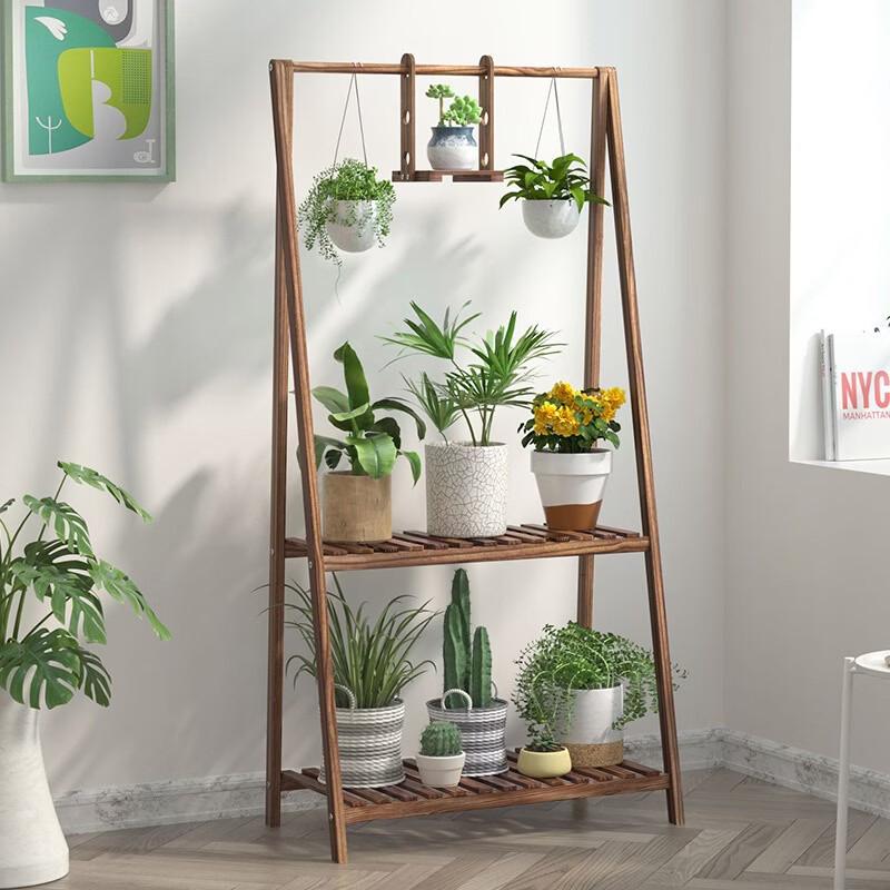 Solid Wood Balcony Flower Stand