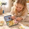 Small Animal Figurine with Tin Box Little Pocket Bunny Plush Toy in Box, Mini Stuffed Rabbit Cute Desktop Ornament for Kids Accessories, Portable