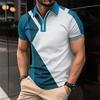 New Men's Lapel Fashion Slim Colour Blocking Men's T-shirt POLO Shirt Tops