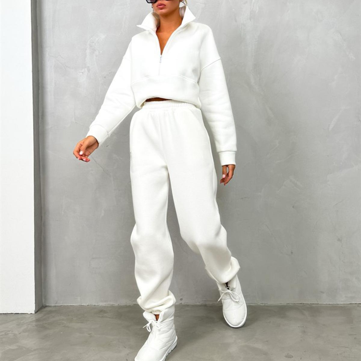 

Новые трансграничные продукты из Европы и Америки для женщин и модные повседневные брюки с капюшоном и повседневный комплект на молнии L белый